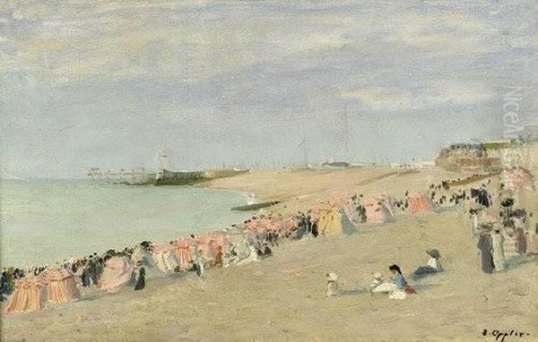 Nachmittags Am Strand Von Dieppe Oil Painting by Ernst Oppler