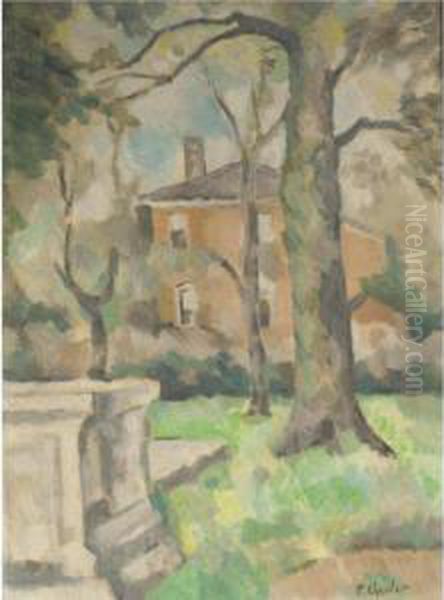 View Of A House Through A Wooded Garden Oil Painting by Ernst Oppler