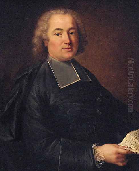 Portrait of a cleric, half-length, holding a letter Oil Painting by Francois-Hubert Drouais