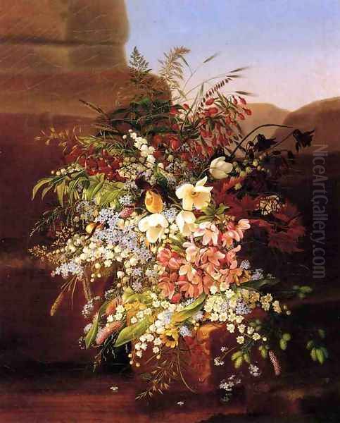 Floral Still Life Oil Painting by Adelheid Dietrich