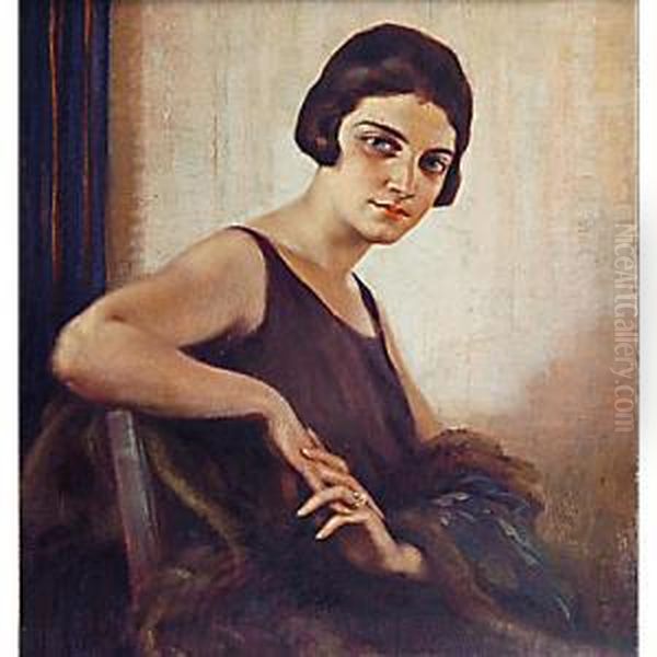 Ritratto Della Signora Mietta Collamarini Oil Painting by Argio Orell