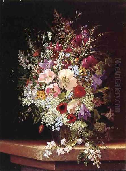 Still Life With Flowers Oil Painting by Adelheid Dietrich