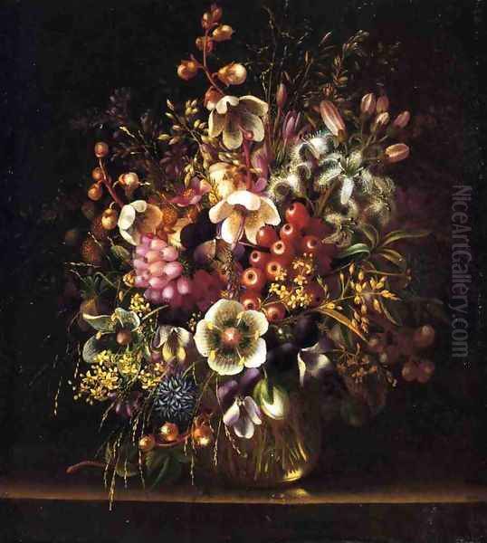 Still Life with Flowers in a Vase Oil Painting by Adelheid Dietrich