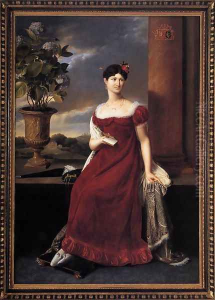 Mary Lodge, Bride of Baron Charles-Louis de Keverberg de Kessel 1818 Oil Painting by Joseph-Francois Ducq