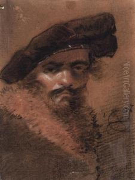 Self-portrait With Beret Oil Painting by Alexander Ossipovitch Orlovsky