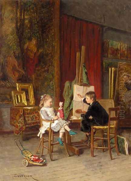 L'enfant modele Oil Painting by Theophile-Emmanuel Duverger