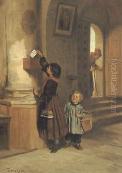 Lettre Au Bon Dieu Oil Painting by Theophile-Emmanuel Duverger