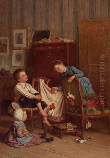 The Puppet Show Oil Painting by Theophile-Emmanuel Duverger