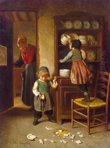 Betises Oil Painting by Theophile-Emmanuel Duverger