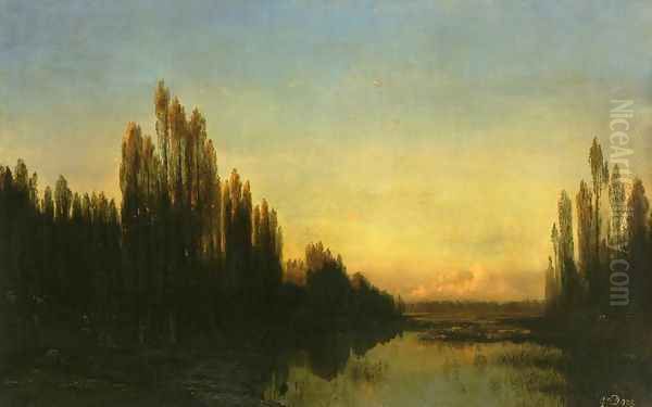 Evening on the Banks of the Rhine Oil Painting by Jules Didier