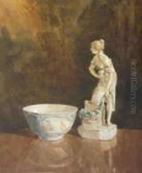 Still Life With Porcelain Figure And Bowl Oil Painting by Richard Caulfield Orpen