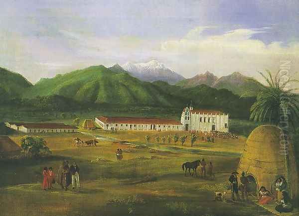 San Gabriel Mission 1832 Oil Painting by Ferdinand Deppe