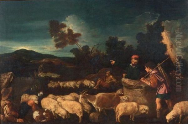 Paesaggio Con Armenti (la Scala Di Giacobbe) Oil Painting by Pedro De Orrente