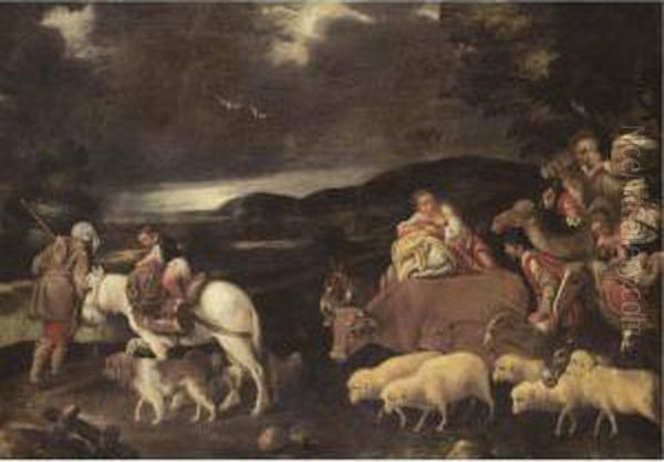 Jacob And His Family Leaving For Canaan Oil Painting by Pedro De Orrente