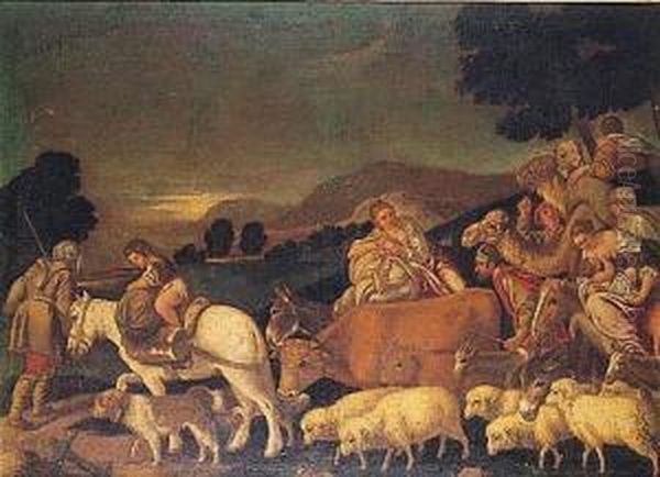 Jacob Con Los Rebanos De Laban Oil Painting by Pedro De Orrente