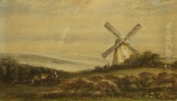 Extensive Landscape With Figures Oil Painting by James Orrock