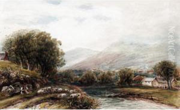 Near Capel Curig Oil Painting by James Orrock