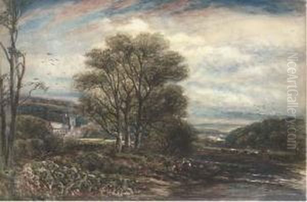 Anglers Before Lanercost Priory Oil Painting by James Orrock