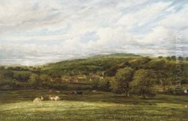 Cattle Resting In A Wooded Valley Oil Painting by James Orrock