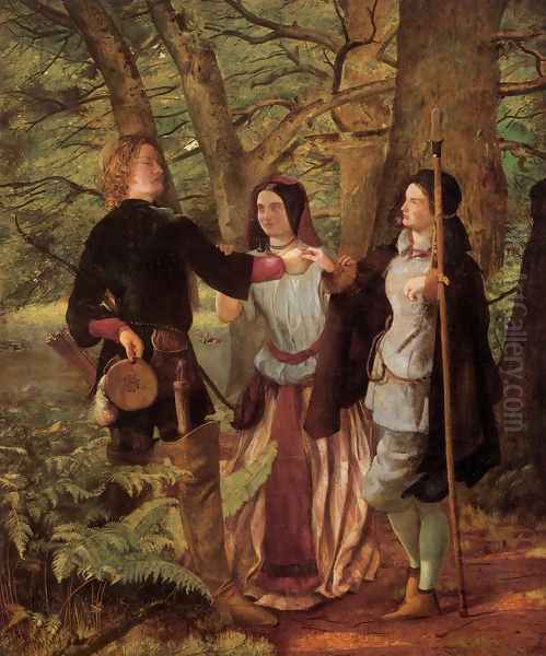 A Scene from As You Like It (or The Mock Marriage of Orlando and Rosalin) Oil Painting by Walter Howell Deverell