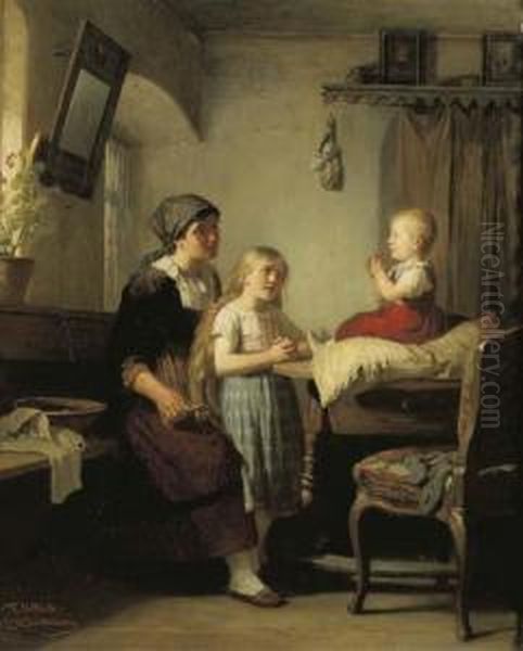 Harmonious Family Oil Painting by Friedrich Ortlieb