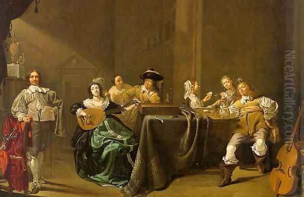 Card Players and Merrymakers 1640 Oil Painting by Jacob Duck