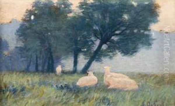 Moutons, Vichy Oil Painting by Alphonse Osbert