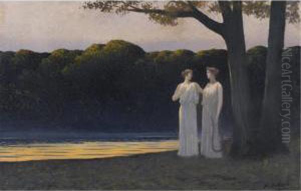 Muses Au Bord De L'eau Oil Painting by Alphonse Osbert