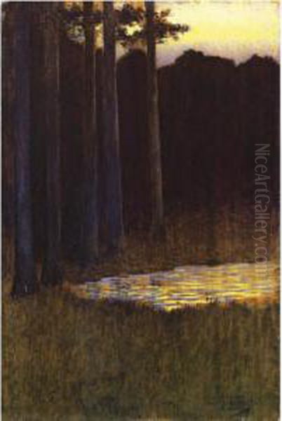 La Foret Le Soir Oil Painting by Alphonse Osbert