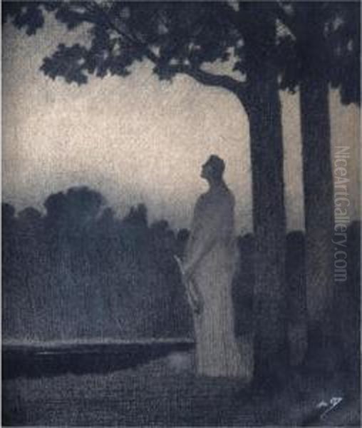 Reverie Au Clair De Lune Oil Painting by Alphonse Osbert