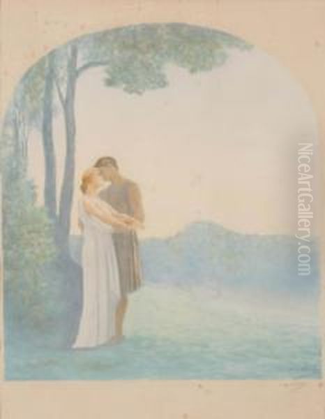 Coppia In Collina Oil Painting by Alphonse Osbert