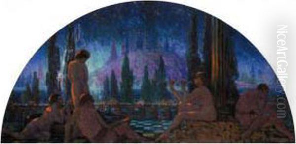 Nocturne Oil Painting by Alphonse Osbert