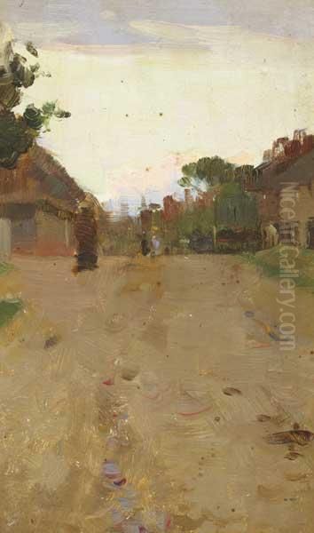 Village Street Scene Oil Painting by Walter Frederick Osborne