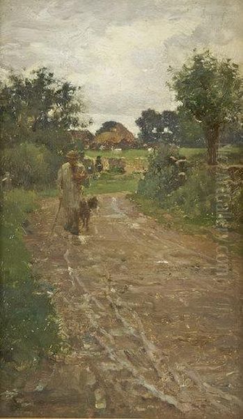 A Lane Oil Painting by Walter Frederick Osborne