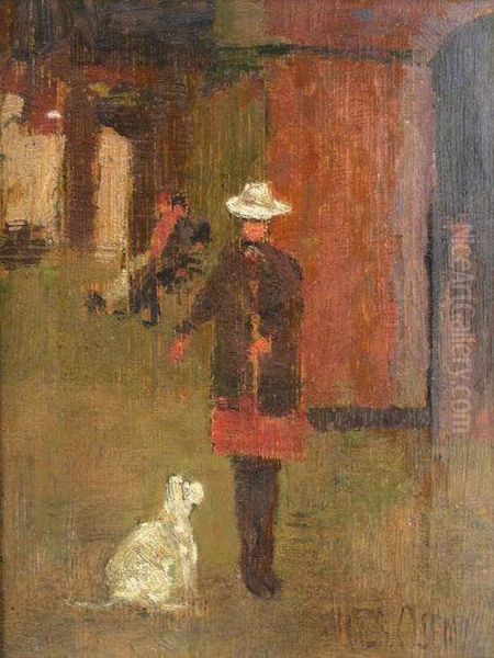 Lady Walking A Dog Oil Painting by Walter Frederick Osborne