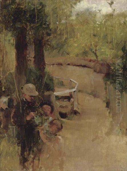 The Young Anglers Oil Painting by Walter Frederick Osborne