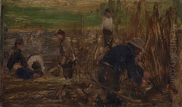 Reedcutters Oil Painting by Walter Frederick Osborne