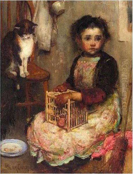 Small Girl With A Cat Oil Painting by Walter Frederick Osborne