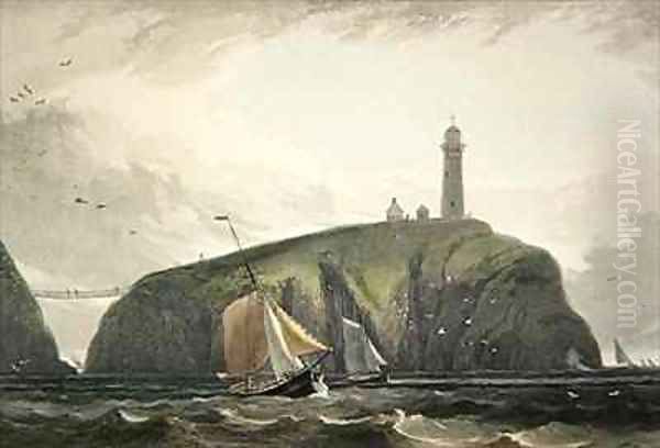 Lighthouse on the South Stack Holyhead Oil Painting by William Daniell RA