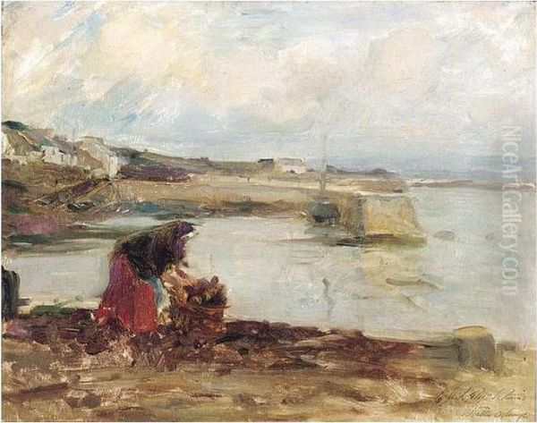 Picking Turf At Roundstone Oil Painting by Walter Frederick Osborne