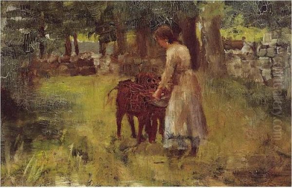 Feeding The Calves Oil Painting by Walter Frederick Osborne