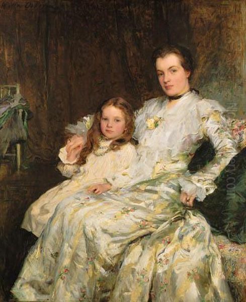 Portrait Of Mrs Chadwyck-healey And Her Daughter Oil Painting by Walter Frederick Osborne