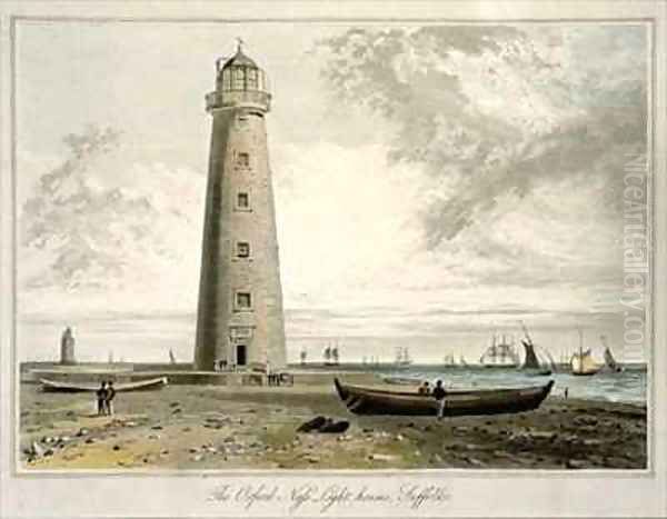 The Orford Nefs Lighthouses Suffolk Oil Painting by William Daniell RA