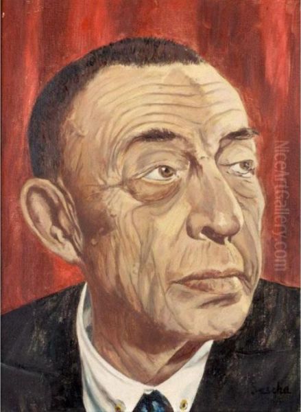 Portrait Of Sergei Rachmaninov Oil Painting by Alexander Alexandrov Osmerkin