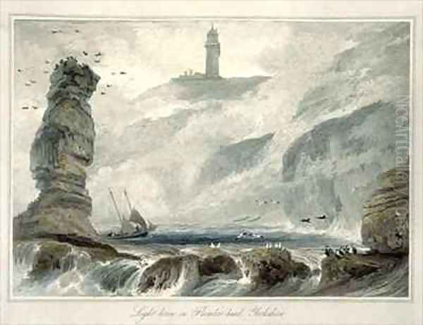 Lighthouse on Flamborough Head Oil Painting by William Daniell RA