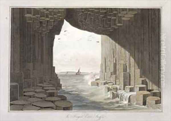 In Fingals Cave Staffa Oil Painting by William Daniell RA