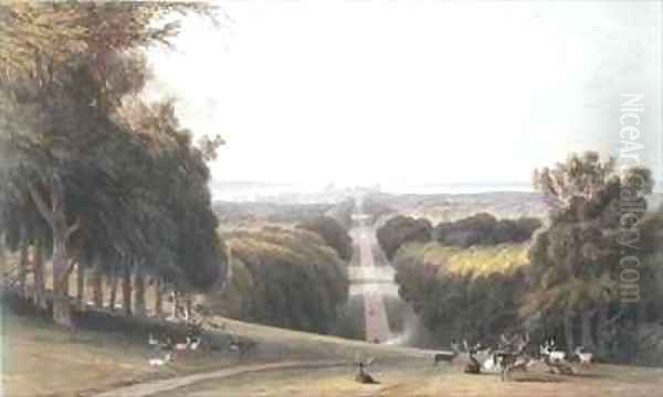 The Long Walk Windsor Park Oil Painting by William Daniell RA