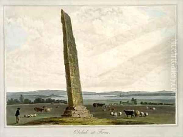 Obelisk at Forres Oil Painting by William Daniell RA