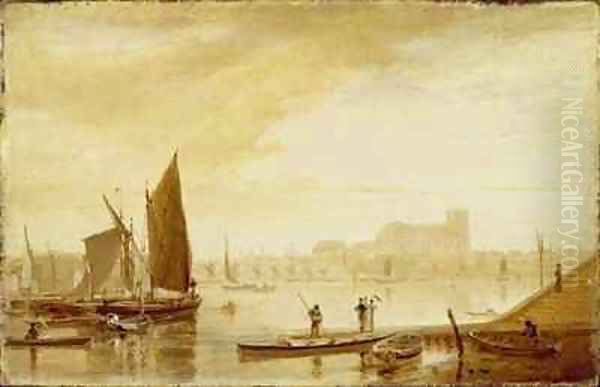 Westminster Bridge and Abbey Oil Painting by William Daniell RA