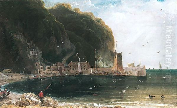 Clovelly in the Bristol Channel Oil Painting by William Daniell RA